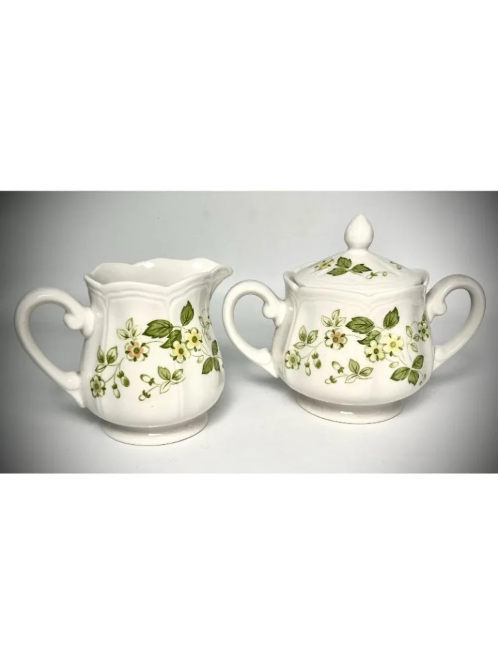Vintage Sears Petite Flora Cream Sugar Set 70s Kitchen Decor Bowl w/ Lid MCM